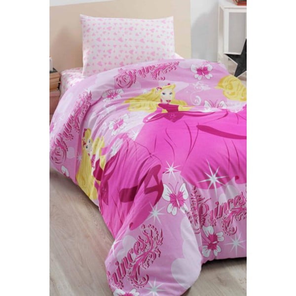 Biancheria da letto singola estesa rosa con lenzuolo Barbie - Mila Home