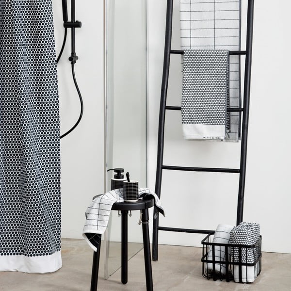 Telo da bagno in cotone bianco e nero 70x140 cm Grid - Mette Ditmer Denmark-image-3