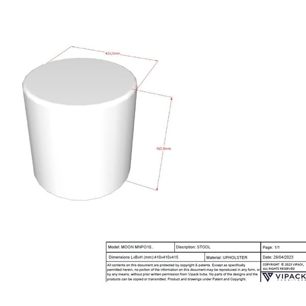 Pouf bianco per bambini in tessuto bouclé MOON - Vipack-image-3