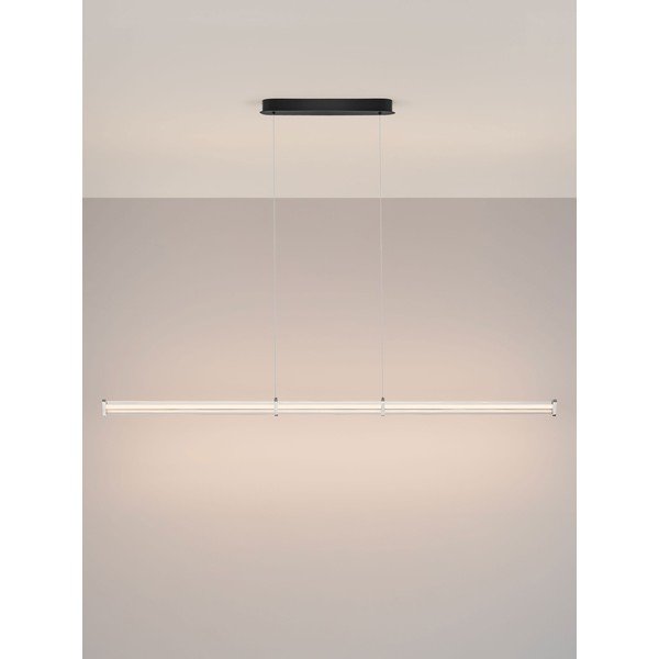 Lampadario LED nero opaco/color argento opaco in metallo con paralume in vetro acrilico con intensità regolabile Pheme – Nova Luce-image-4