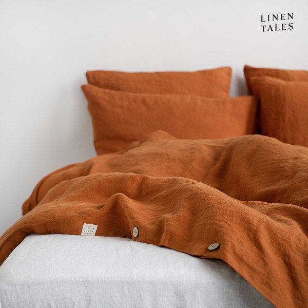 Lenzuolo matrimoniale in lino color mattone 200x220 cm Almond - Linen Tales-image-2