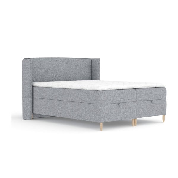 Letto boxspring grigio con spazio contenitivo 180x200 cm Monpelli – Maison de Rêve