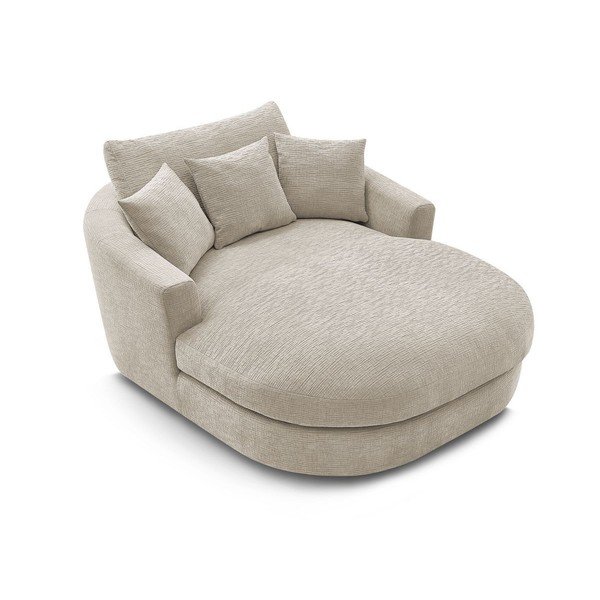 Poltrona beige con rivestimento in ciniglia Belem – Bobochic Paris-image-4