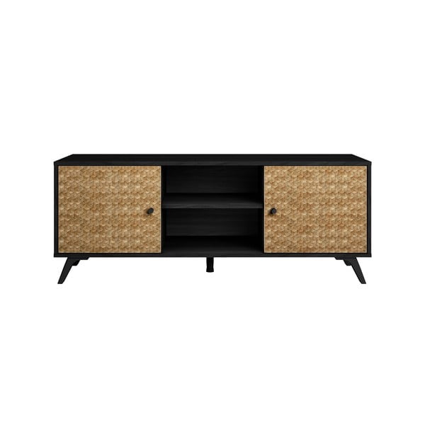 Tavolo TV nero in legno esotico 136x53 cm Hanoi - Marckeric