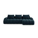 Divano angolare color petrolio allungabile/con contenitore (con penisola a destra/con chaise lounge) con rivestimento in velluto Linz – Cosmopolitan Design