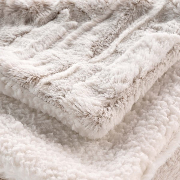 Coperta beige in micropile 180x220 cm Lynx – douceur d'intérieur-image-2