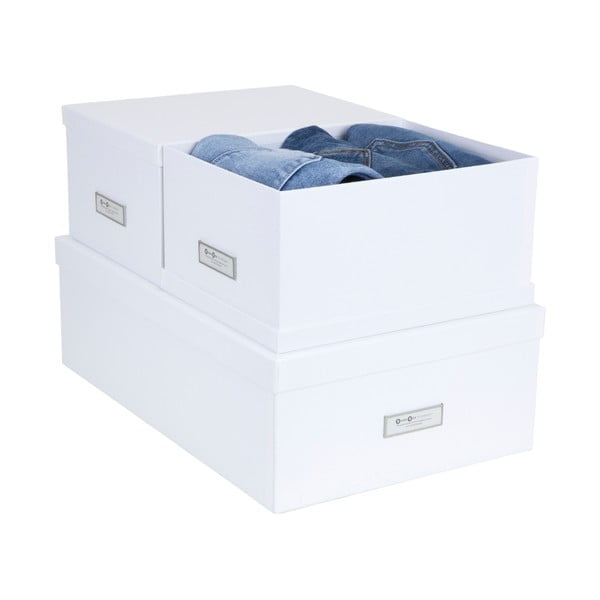Set di 3 scatole portaoggetti bianche Inge - Bigso Box of Sweden-image-2