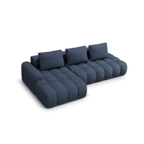 Divano angolare blu scuro allungabile/con contenitore (con penisola a sinistra/con chaise lounge) Linz – Cosmopolitan Design-image-3