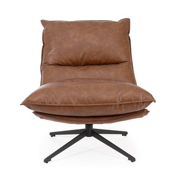 Poltrona marrone cognac con spazio contenitivo con rivestimento in finta pelle Alanez – Bizzotto-image-2