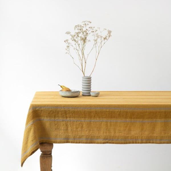 Tovaglia di lino 200x200 cm Amber Bronze Stripes - Linen Tales