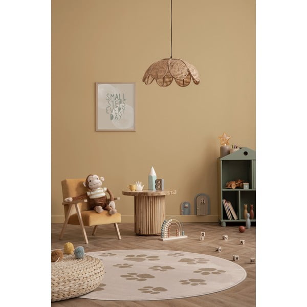 Tappeto per bambini beige ø120 cm Paws Light Beige – FD-image-1