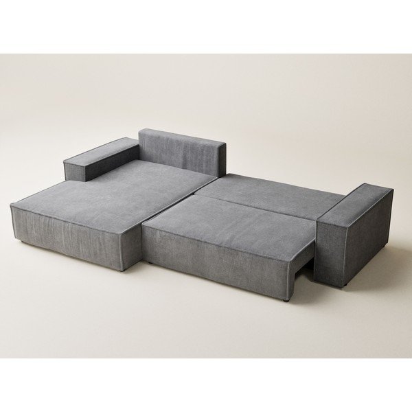 Divano angolare grigio allungabile/con contenitore (con penisola a sinistra/con chaise lounge) con rivestimento in ciniglia Maze – Maison de Rêve-image-4
