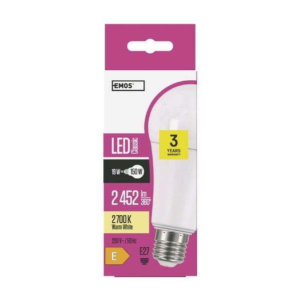 Lampadina LED bianco caldo E27, 19 W - EMOS-image-1