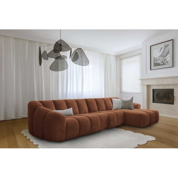 Divano angolare color terracotta (con penisola a destra/con chaise lounge) Shell – Miuform-image-1