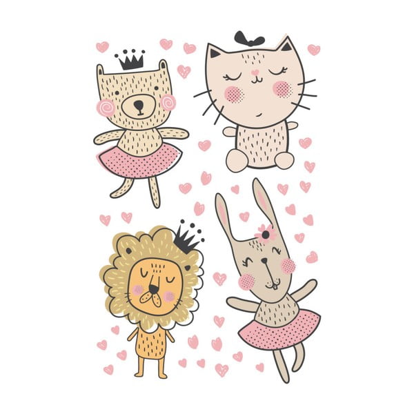 Set di adesivi murali Animali scandinavi con cuori - Ambiance-image-2