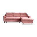 Divano letto angolare in velluto rosa, angolo destro Stylish Stan - Miuform