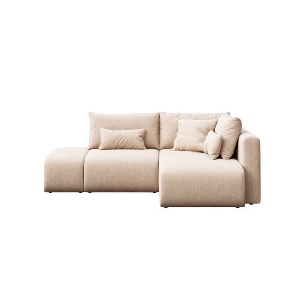 Divano letto angolare beige con contenitore (angolo destro con lettino) Lumine - Ghado