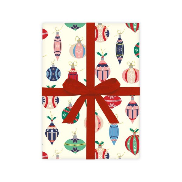 5 fogli di carta da regalo, 50 x 70 cm Retro Baubles - eleanor stuart-image-2