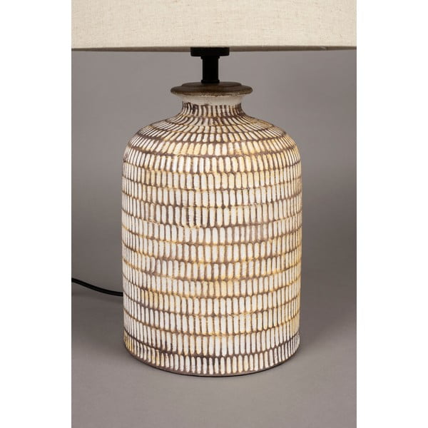 Lampada da tavolo beige con paralume in lino Russel - Dutchbone-image-2