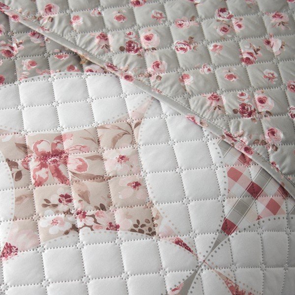 Copriletto verde con rivestimento trapuntato 220x230 cm Pinsonic Patchwork – Catherine Lansfield-image-2