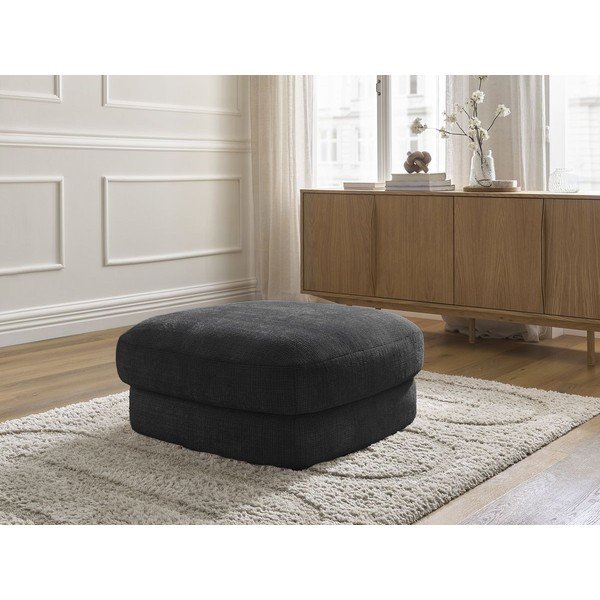 Poggiapiedi nero con rivestimento in ciniglia Leonore – Bobochic Paris-image-1