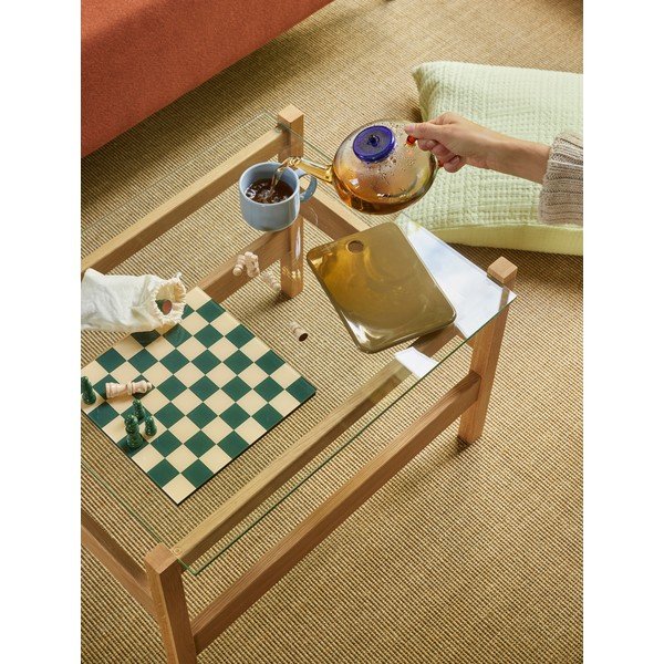 Tavolino da salotto di colore naturale con piano in vetro 52x66 cm Ledge – Hübsch-image-2
