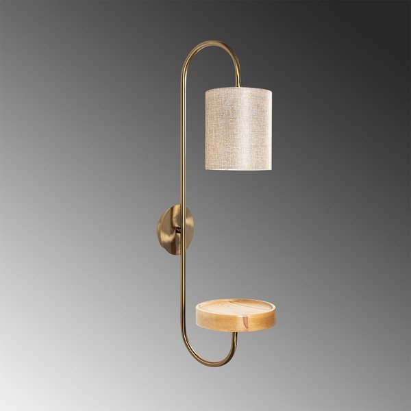 Lampada da parete in metallo color oro con paralume color crema Opviq luci Marylena - Opviq lights-image-1