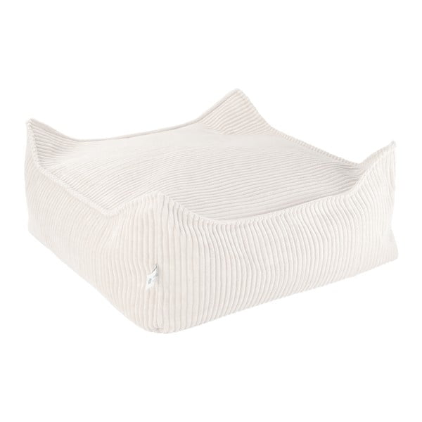 Pouf a sacco per bambini color crema con rivestimento in velluto a coste Square – Wigiwama