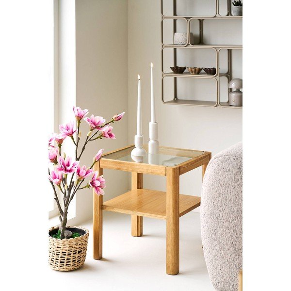 Tavolino con piano in vetro 40x40 cm Lourmarin – House Nordic-image-1