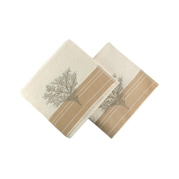 Set di 2 asciugamani Infinity in cotone crema, 50 x 90 cm - Foutastic