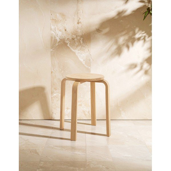 Sgabello di colore naturale in legno di cauciù massiccio Heva – Premier Housewares-image-3