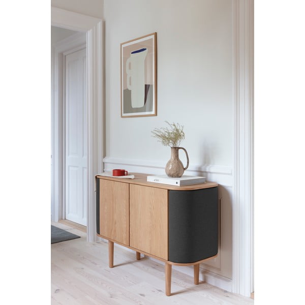 Cassettiera bassa in rovere decorato in colore antracite-naturale 109x75 cm Treasures - UMAGE-image-1