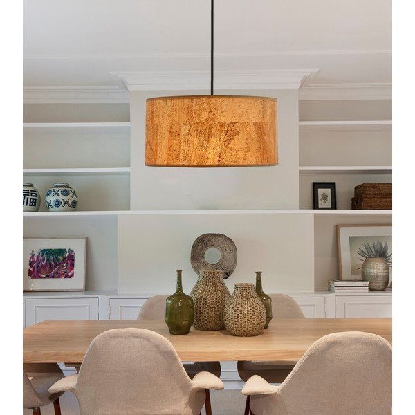 Lampada a sospensione marrone cognac con paralume tessile ø 30 cm Ecoline - Candellux Lighting-image-1