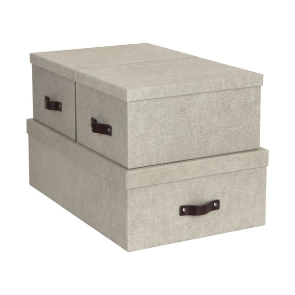 Set di 3 scatole portaoggetti beige Inge - Bigso Box of Sweden