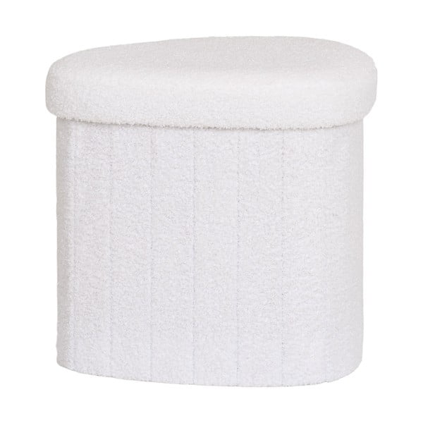 Poggiapiedi bianco con rivestimento in bouclé Medford – House Nordic-image-3