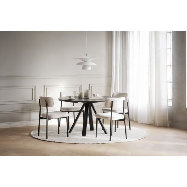 Tavolo da pranzo rotondo nero con piano in rovere ø 130 cm Carradale - Rowico-image-4