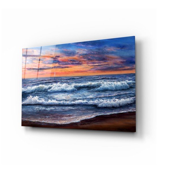 Pittura su vetro , 72 x 46 cm Waves - Insigne