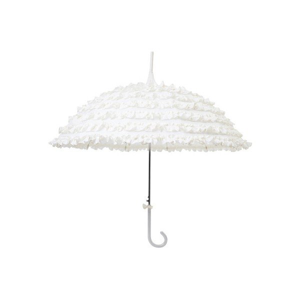 Bílý holový deštník Frills, ⌀ 90 cm