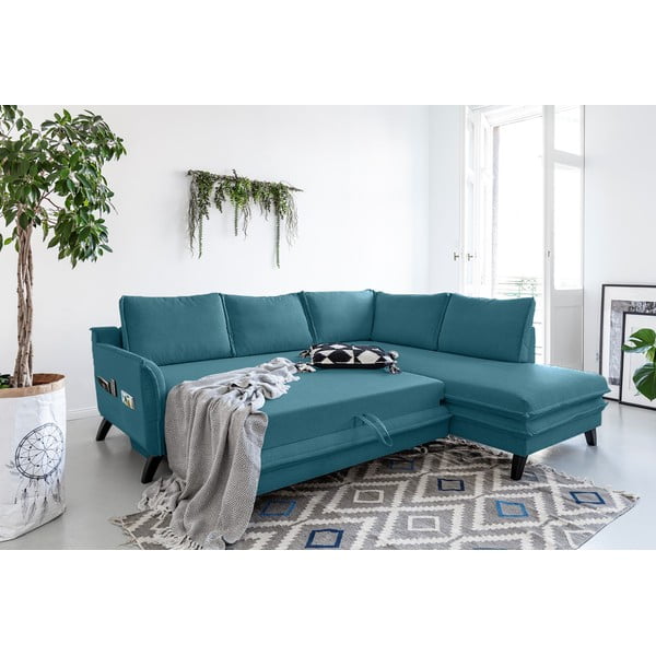 Divano letto angolare turchese L, angolo destro Charming Charlie - Miuform-image-4