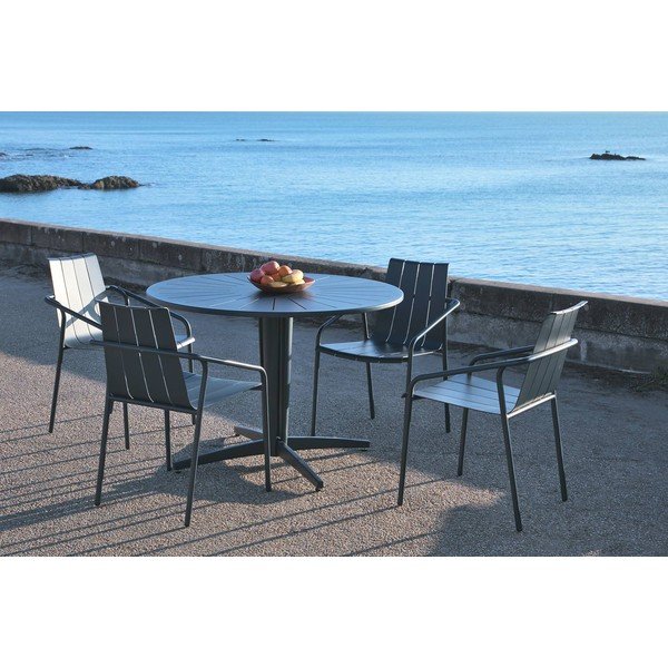 Tavolo da pranzo rotondo da giardino in alluminio ø 110 cm Fleole - Ezeis-image-2