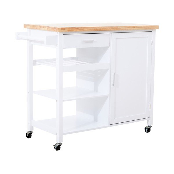 Tavolino da servizio in legno di cauciù massiccio su ruote 48x105 cm Frankfurt – Premier Housewares