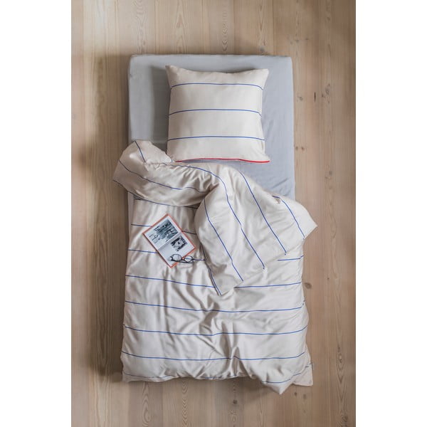 Biancheria da letto singola in cotone satin blu-beige 140x200 cm Align - Mette Ditmer Denmark