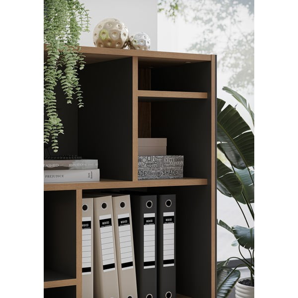 Libreria color antracite/di colore naturale con effetto rovere 75x120x40 cm Podium – Germania-image-4