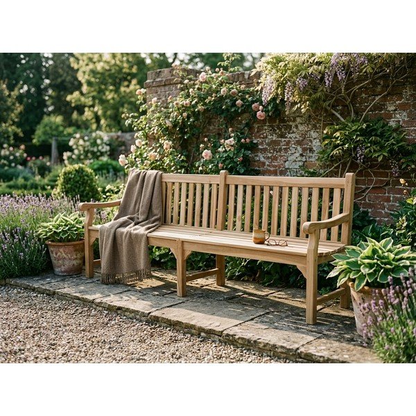 Panchina da giardino in legno colore naturale Madura - Garden Pleasure-image-1