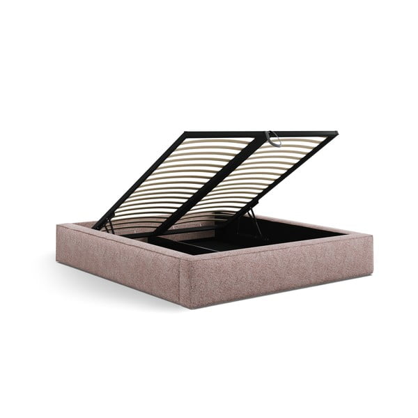 Letto matrimoniale imbottito rosa chiaro con contenitore e rete inclusi 200x200 cm Simon – Micadoni -image-3