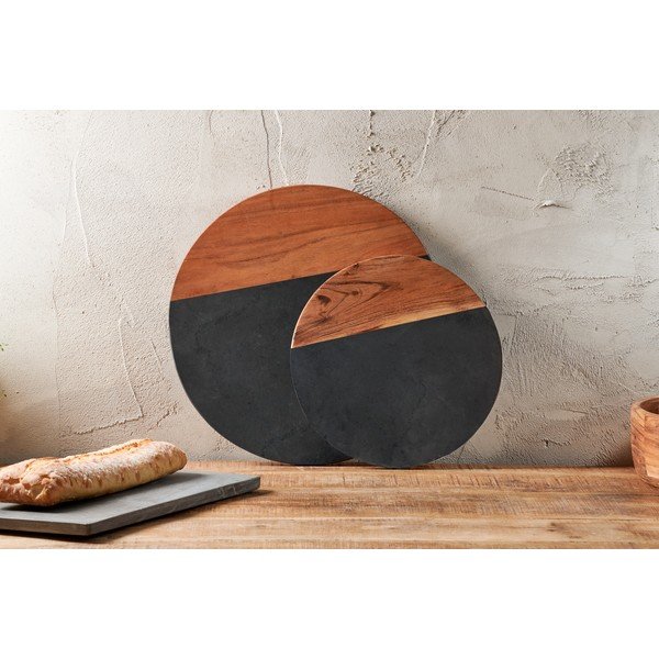 Tagliere in ardesia e legno di acacia , ø 40 cm Fala - Nkuku-image-3