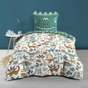 Set copripiumino e federa da bambini bianco/verde in cotone per letto singolo 140x200 cm Dina – douceur d'intérieur