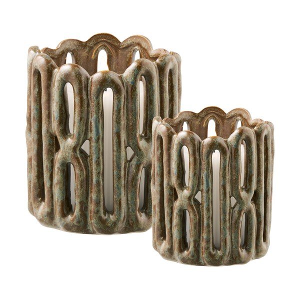 Portacandele in set in ceramica 2 pz – House Nordic