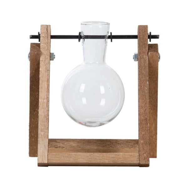 Vaso in vetro/legno di colore naturale Cutting - Esschert Design-image-1