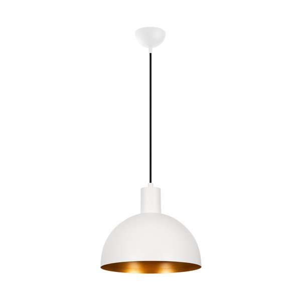 Lampada a sospensione in bianco e oro con paralume in metallo ø 30 cm Sivani - Opviq lights-image-3